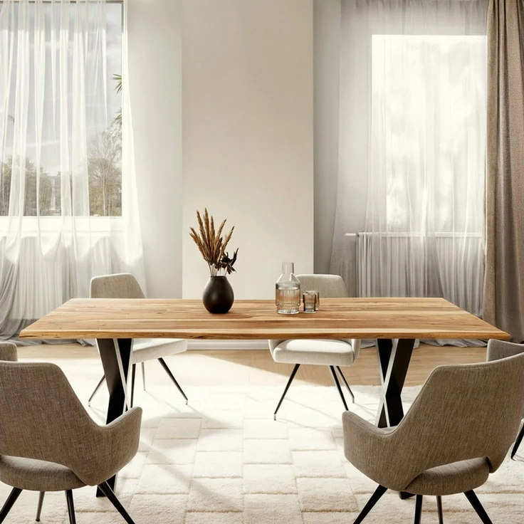 Liadomo Baumkantentisch Sammy, Esstisch, Esszimmertisch, Massivholztisch, Platte mit natürlicher Baumkante, wählbare Größen und Metallgestelle – Bild 3