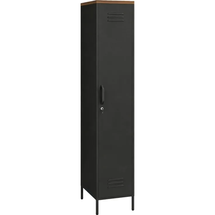 Metallschrank, Industrieller Kleiderschrank mit verstellbaren Böden für Schlafzimmer, Garage und Büro, Schwarz--Schwarz--46x35x183cm--YOUDENOVA