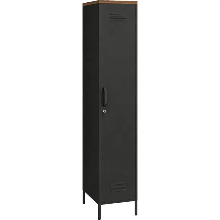 Metallschrank, Industrieller Kleiderschrank mit verstellbaren Böden für Schlafzimmer, Garage und Büro, Schwarz--Schwarz--46x35x183cm--YOUDENOVA – Bild 1