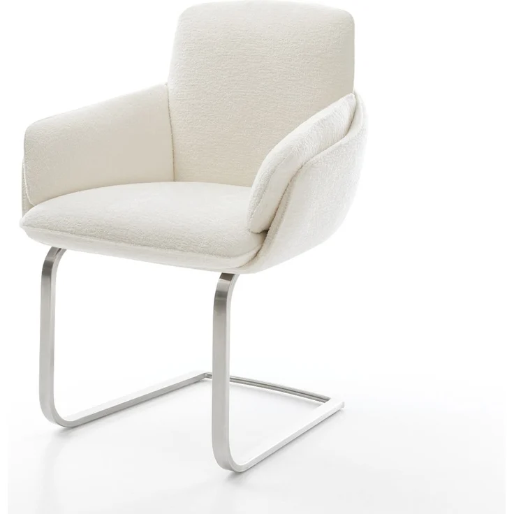 Freischwinger Luan-Flex mit Armlehnen Bouclé Soft Beige Freischwinger flach Edelstahl – Bild 1