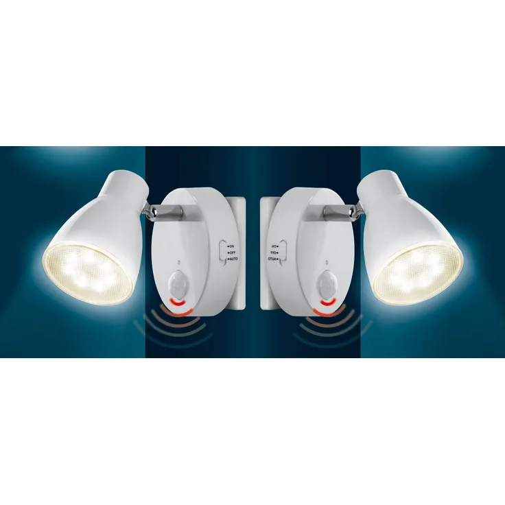 TRANGO LED Steckdosenleuchte, 2er Set 2635-026 LED Sensor Nachtlicht *MILO* mit Bewegungssensor & Automatikfunktion in Weiß Sicherheitslicht 230V Steckdosenlampe, Wandlampe, Orientierungslicht, Nachtlampe, Steckdosenlicht