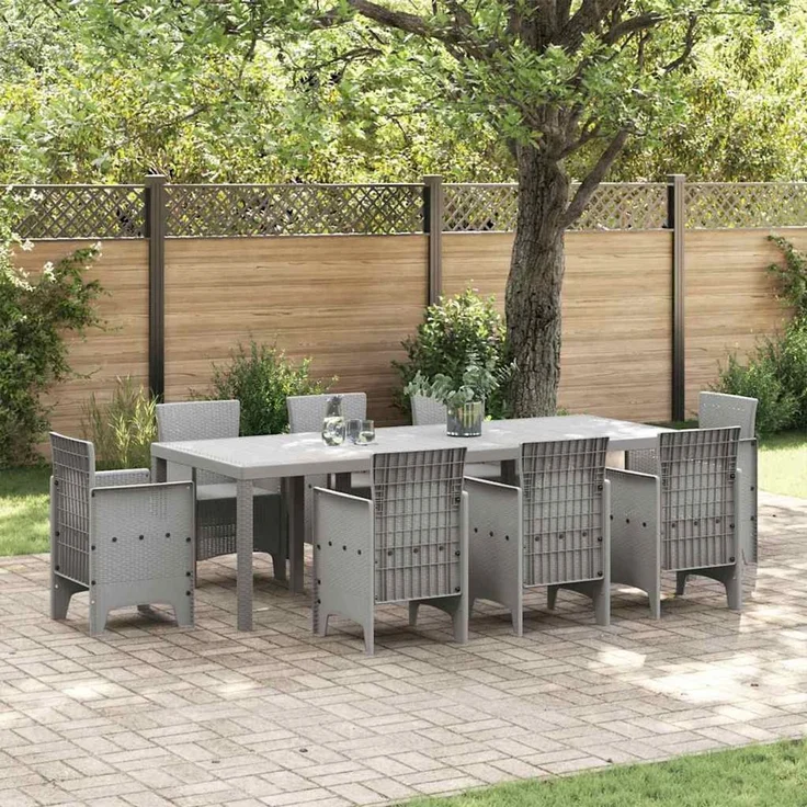 vidaXL Gartentisch Hellgrau 250 x 100 x 73 cm Poly-Rattan 3378519 – Bild 1