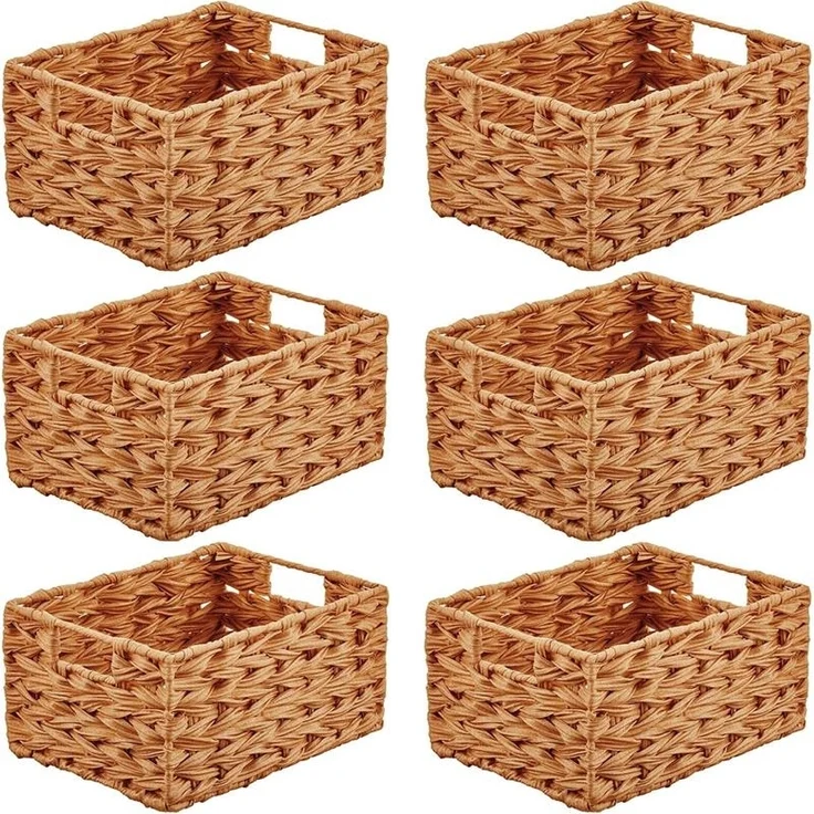 mDesign Aufbewahrung Flechtkorb Schrankkorb Regalbox Organizer 6er Set Braun – Bild 1