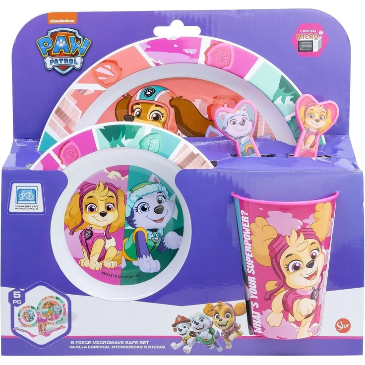 Paw Patrol Teller-Set Mikrowellengeeignet 5-teiliges Kindergeschirr mit rutschfestem Boden – Bild 2