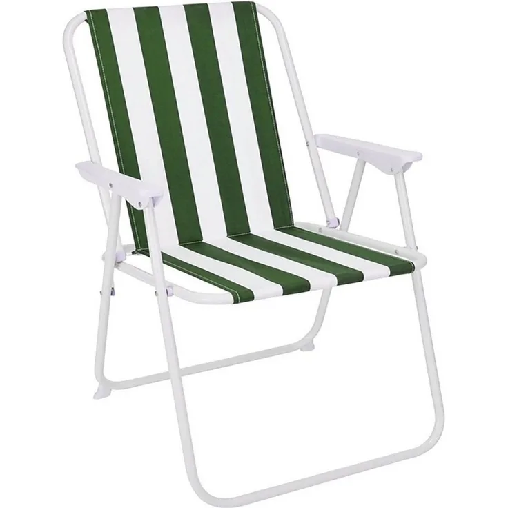 Mojawo Campingstuhl, klappbar, Stahlgestell / Textil, 53 x 46 x 74 cm, Grün / Weiß