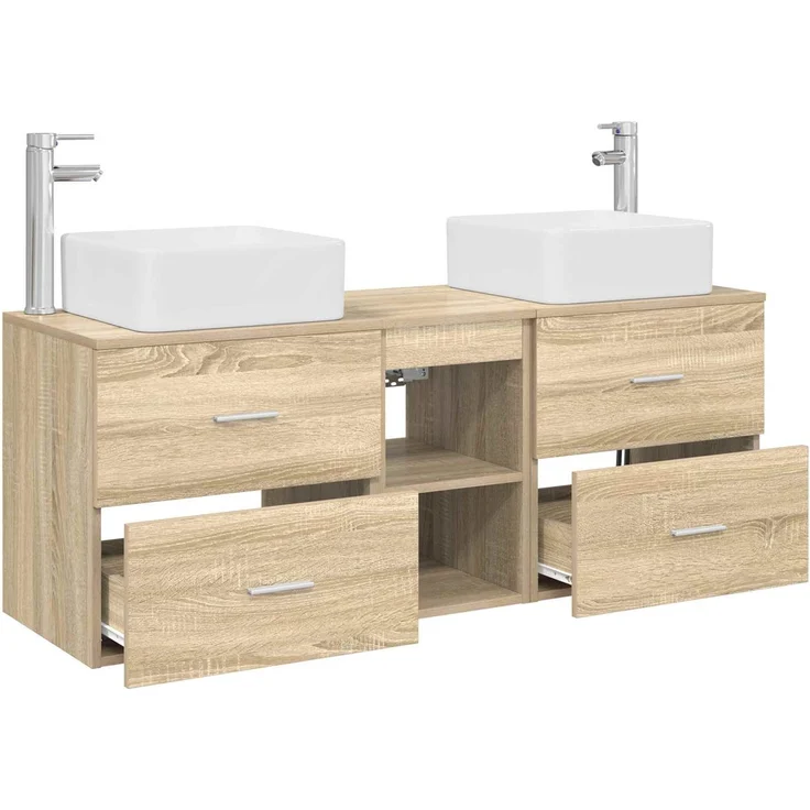 vidaXL Badezimmerschrank-Set 3 stk. Sonoma-Eiche 129 x 41 x 80 cm 3405821 – Bild 4