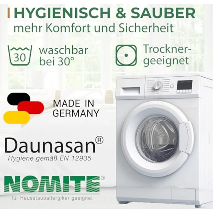 KNERST Federkopfkissen allergikerfreundliches Federkopfkissen, Füllung: Federn, Bauchschläfer, Rückenschläfer, Seitenschläfer, Hergestellt in Deutschland, für Allergiker geeignet – Bild 8