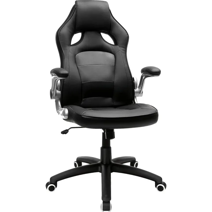 Songmics Racing Stuhl Bürostuhl Gaming Stuhl Chefsessel Drehstuhl PU, schwarz, OBG62B