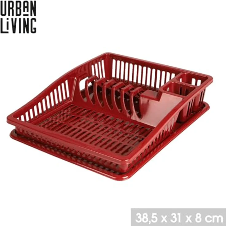 Urban Living Abtropfgitter 38,5 x 31 x 8 cm Geschirrablage 43219 Rot – Bild 3