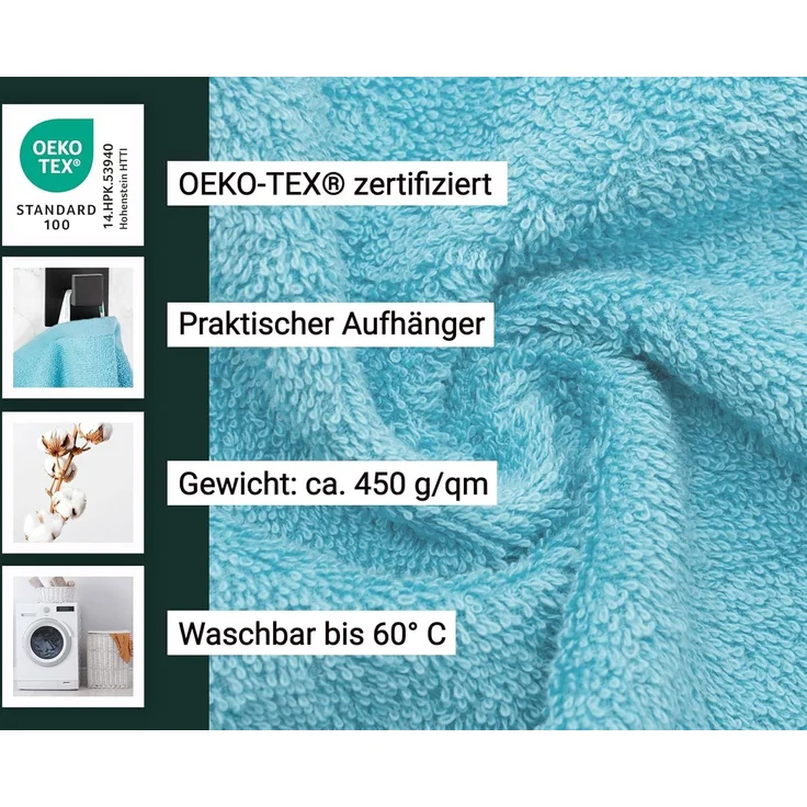 ZOLLNER Gästehandtücher 10er Set, Baumwolle, 30x50 cm, blau – Bild 3