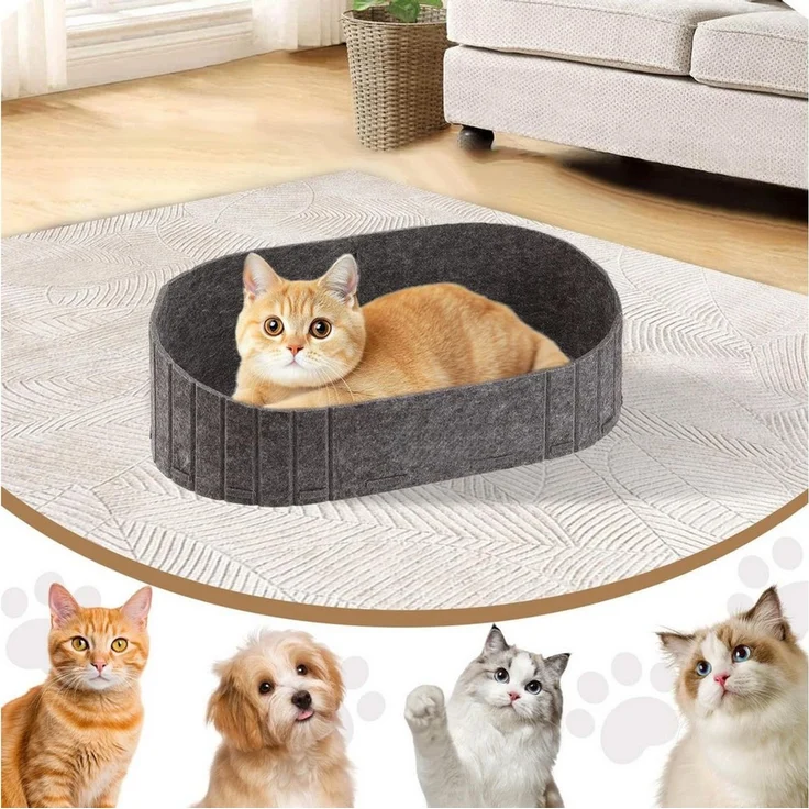 FOUORTUNATE-BEE Tierbett Katzenbett Filzkissen für Katzen im Innenbereich, für Stuhl, Sofa, Fensterbank, Outdoor Nutzung, bequemes Nest – Bild 2