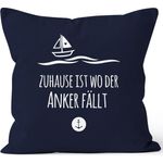 MoonWorks Dekokissen Kissenbezug Zuhause ist wo der Anker fällt Familie Heimat Liebe 40x40 Baumwolle MoonWorks®