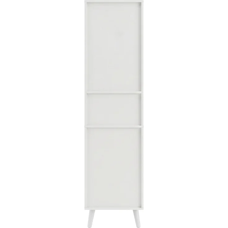 Flieks Badezimmer-Hochschrank 40x30x166 cm, Badschrank aus weißem MDF mit Rattan-Türen, Schublade, Soft-Close & wendbarer Montage – Bild 9