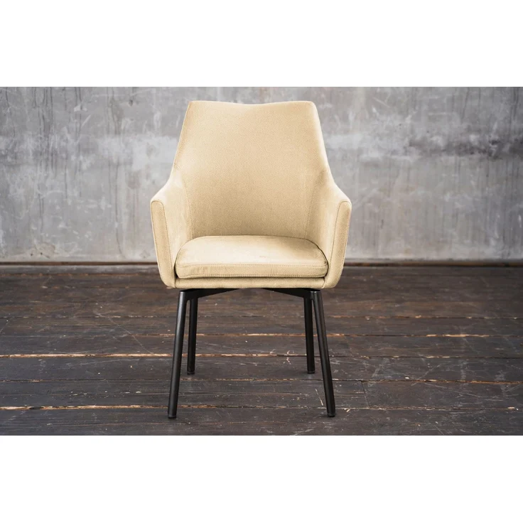 Stuhl Cali Sessel Microfaser Esszimmerstuhl creme Füße matt-schwarz 88.5 x 61 x 56 cm – Bild 2