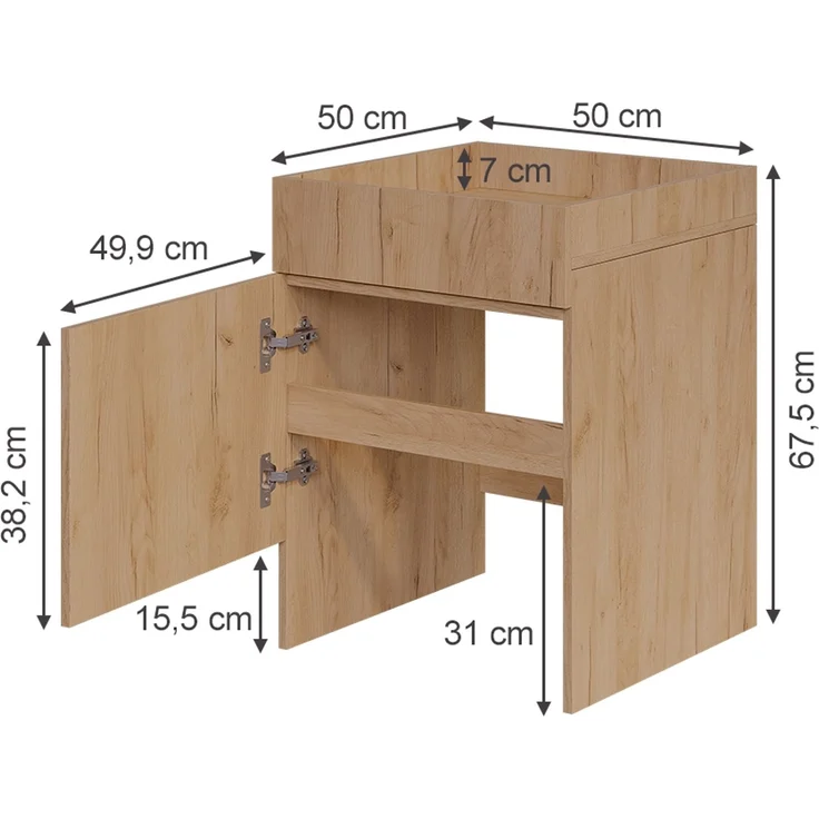 Saugroboterschrank Dustin Goldkraft Eiche 50 x 67.5 cm mit 1 Tür Vicco – Bild 2