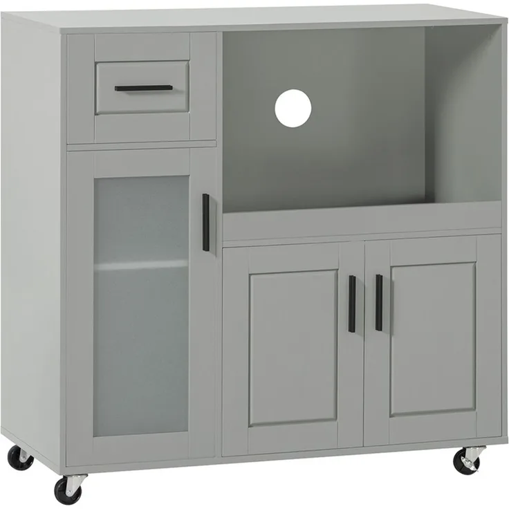 SoBuy FSB78-HG Kücheninsel, MDF, Lackiert, Grau, 89 x 89 x 40 cm