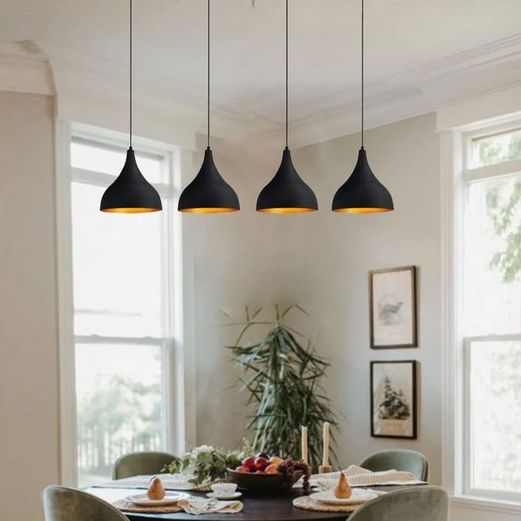 Bamyum Pendelleuchte Bamyum Pendelleuchte I Adash I Schwarz 4 Flammig Metall Ø 26 cm Lampe, ohne Leuchtmittel – Bild 1