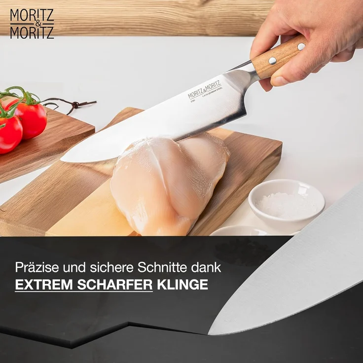 Moritz & Moritz Fleischmesser Kochmesser 20cm - Profi Küchenmesser, ergonomischer Griff – Bild 6