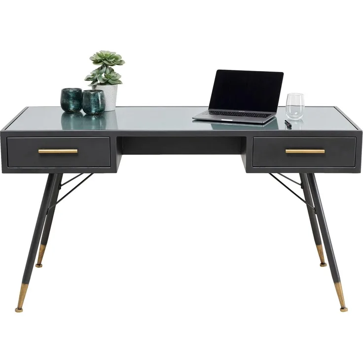 Kare La Gomera 140x60 cm Schreibtisch, Massivholz, 73 x 140 x 60 cm, Schwarz