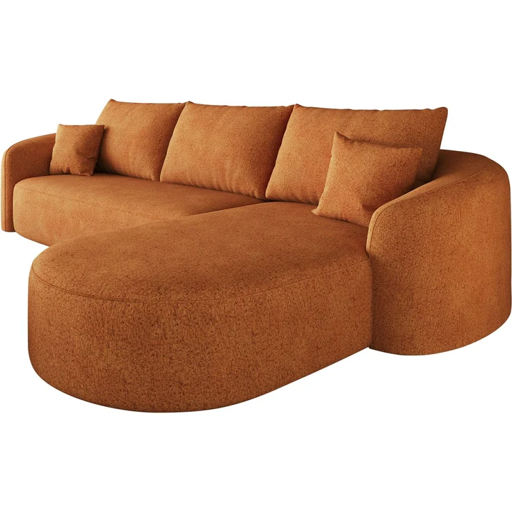 Ecksofa 266×168×85 cm in Orange mit weichem Stoffbezug und hochelastischer Schaumstoffpolsterung – Bild 8