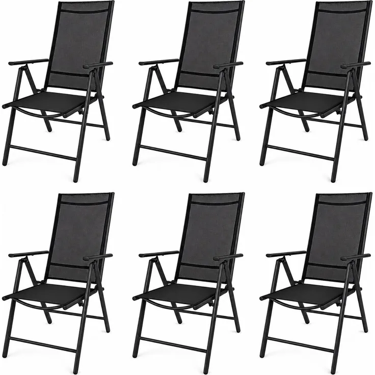 6 Klappsessel 7-fach verstellbar Aluminium Gartenstuhl Klappstuhl Textilene