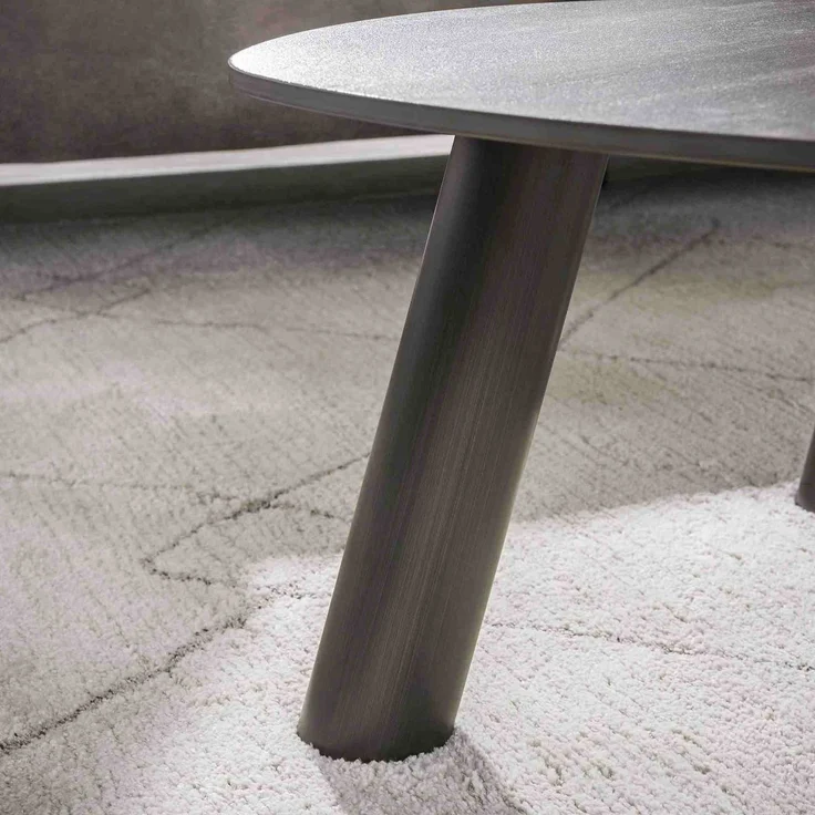 Wint Couchtisch-Set – Keramik, Edelstahl – Hellgrau & Dunkelgrau, Log – Bild 4