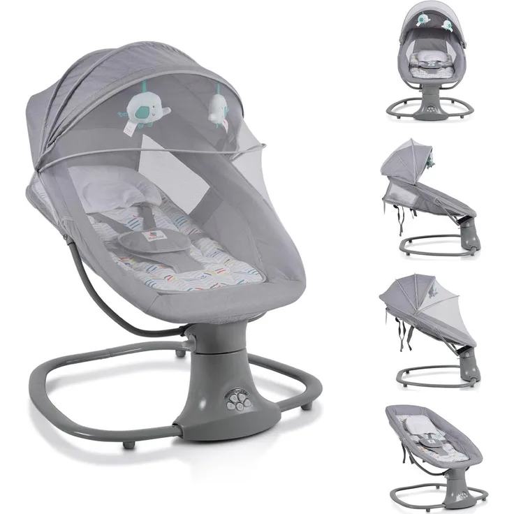 Moni Babywippe Axel 3 in 1 Schaukelfunktion Stubenwagen, Fernbedienung, Melodien grau
