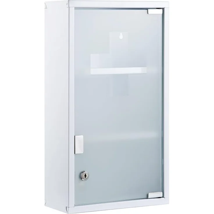 Zedelmaier Medizinschrank aus Edelstahl,Medikamenten Aufbewahrung,Medikamentenschrank 3 Fächer,Apothekerschrank,Hängend,48 x 27 x 12 cm,Weiß - 3 Fächer
