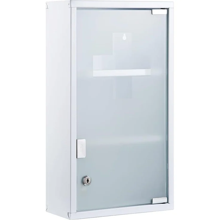 Zedelmaier Medizinschrank aus Edelstahl,Medikamenten Aufbewahrung,Medikamentenschrank 3 Fächer,Apothekerschrank,Hängend,48 x 27 x 12 cm,Weiß - 3 Fächer – Bild 1