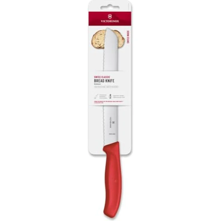 Victorinox Swiss Classic Profi Brotmesser, Extra Scharfe Klinge, Wellenschliff, 21 cm, Robuster Kunststoffgriff, Rostfreier Stahl, Rot – Bild 3