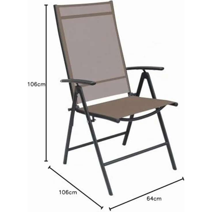 Hochlehner Klappstuhl Gartenstuhl Textilen Anthrazit Schokobraun 7 Pos – Bild 2