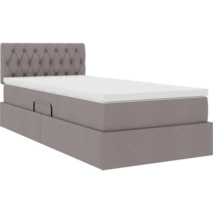 vidaXL LED-Speicherbett mit Matratze Taupe 100 x 200 cm Stoff 3371190 – Bild 6