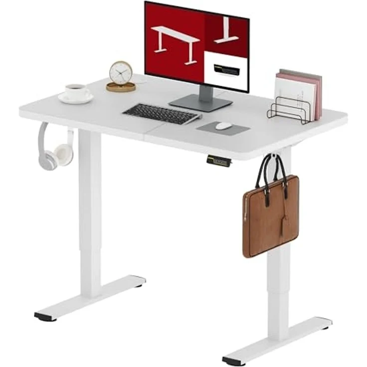 SANODESK Höhenverstellbarer Schreibtisch 120x60 cm Schreibtisch Höhenverstellbar Elektrisch Ergonomischer Steh-Sitz Tisch Computertisch für Heimbüro Homeoffice(weiß) – Bild 1