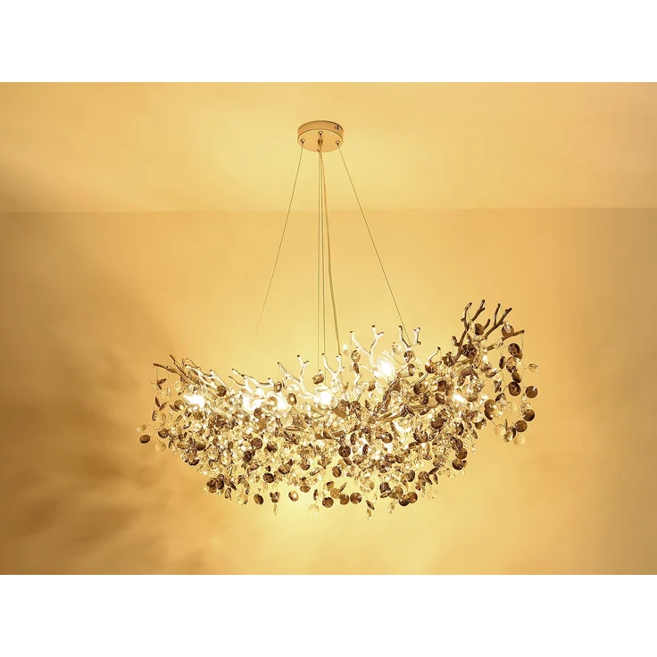 XXL LED Kronleuchter Silber 16-flammig mit Glas Kristall 2-farbig, Breite 150cm – Bild 5