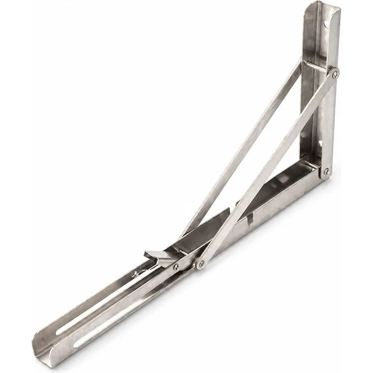 Klappbare L-förmige Wandkonsole für Regalböden und Mikrowellen aus Edelstahl, Silber, 37 x 19 x 7 cm