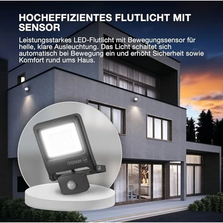 Osram Außenleuchte Endura Flood Bewegungsmelder 20W PCR dunkelgrau warmweiß – Bild 6