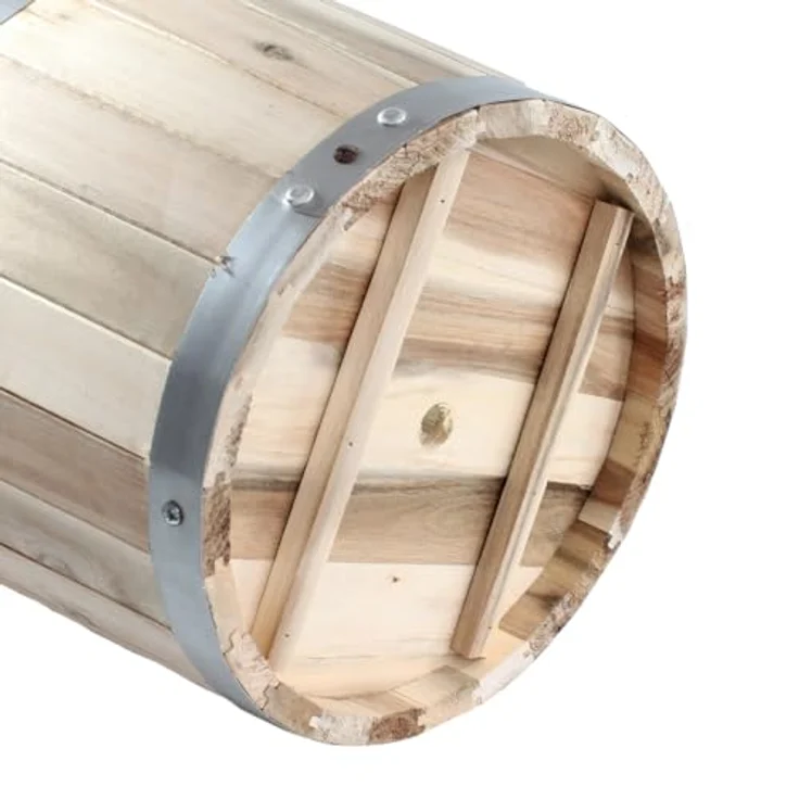 colourliving Pflanzkübel Pflanztopf rund mit Griffen, FSC Akazienholz, Blumenkästen aus Holz, integriertes Entwässerungsloch, metallverstärkte Konstruktion – Bild 4