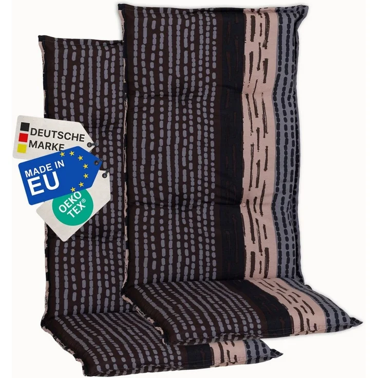 NYVI Hochlehnerauflage Hochlehner Auflagen 2er Set Barcelona - Gartenstuhlauflagen 118x50cm, (2 St), Stuhlauflage, Sitzauflage mit Halteband, UV-fest – Bild 1
