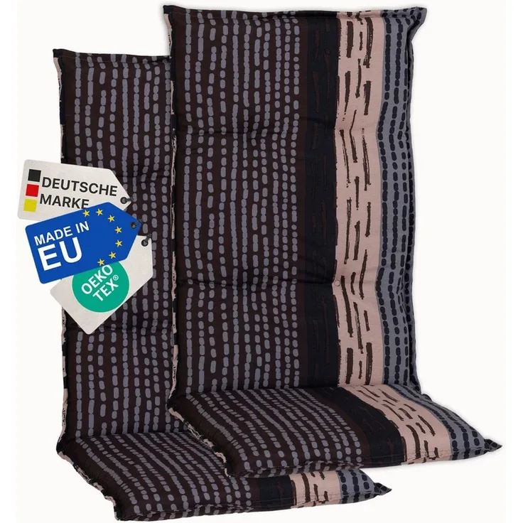 NYVI Hochlehnerauflage Hochlehner Auflagen 2er Set Barcelona - Gartenstuhlauflagen 118x50cm, (2 St), Stuhlauflage, Sitzauflage mit Halteband, UV-fest