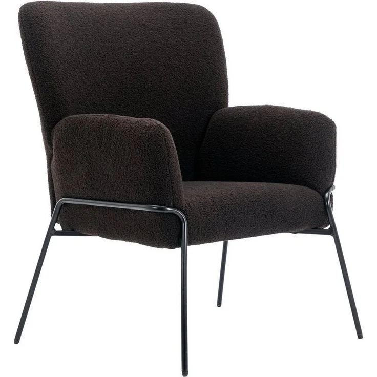 SVITA Loungesessel FREIA, Loungestuhl,Metallbeine,Teddyboucle,Schwarz – Bild 5