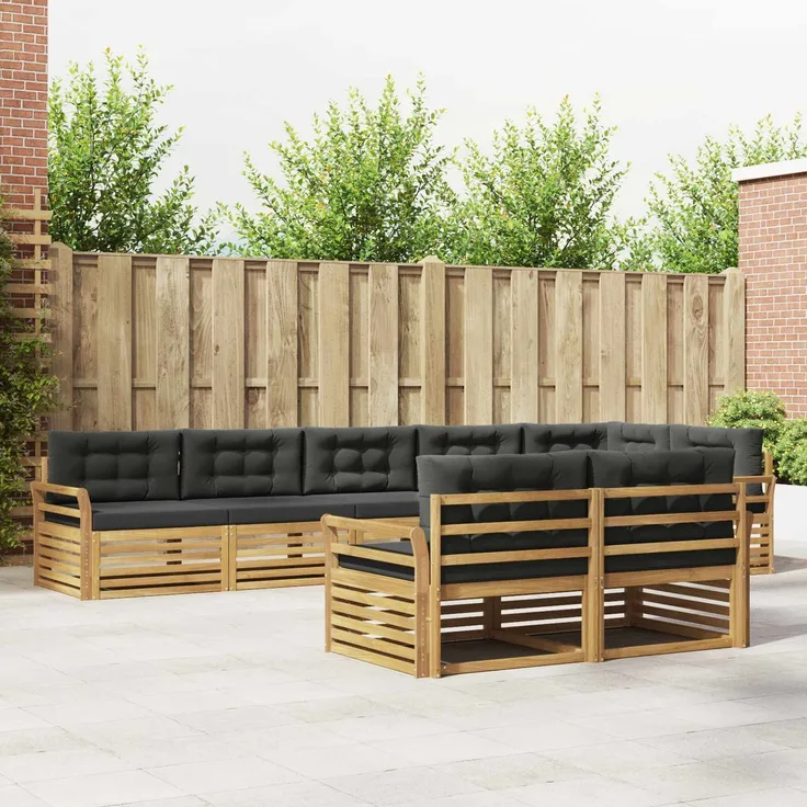 vidaXL Outdoor-Sofagarnitur 8 stk. 8-Sitzer Weiß und Anthrazit 3390687