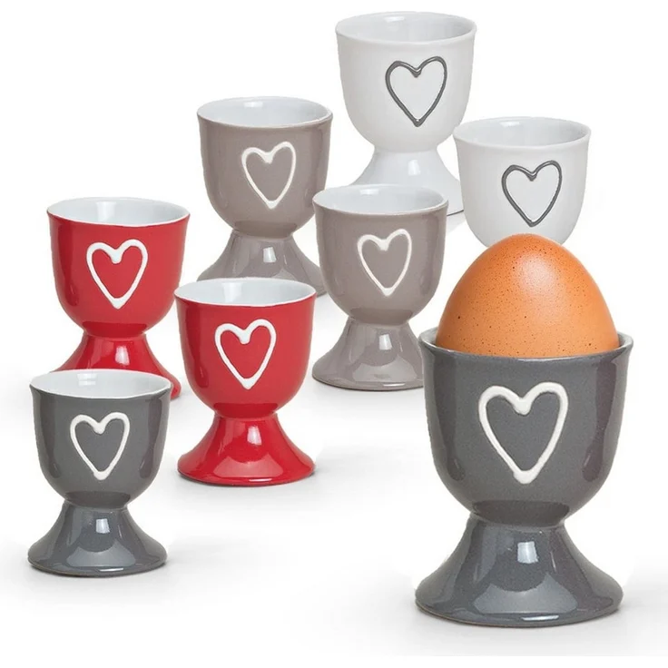 matches21 HOME & HOBBY Eierbecher, (8-tlg), Runde Keramik Ei-Halter als lustige Frühstücks-Eier Tisch-Deko – Bild 5
