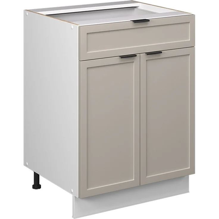 Unterschrank für Spüle/Kochfeld Fame-Line GrauBeige 60 cm mit Schublade, AP Anthrazit Vicco – Bild 1
