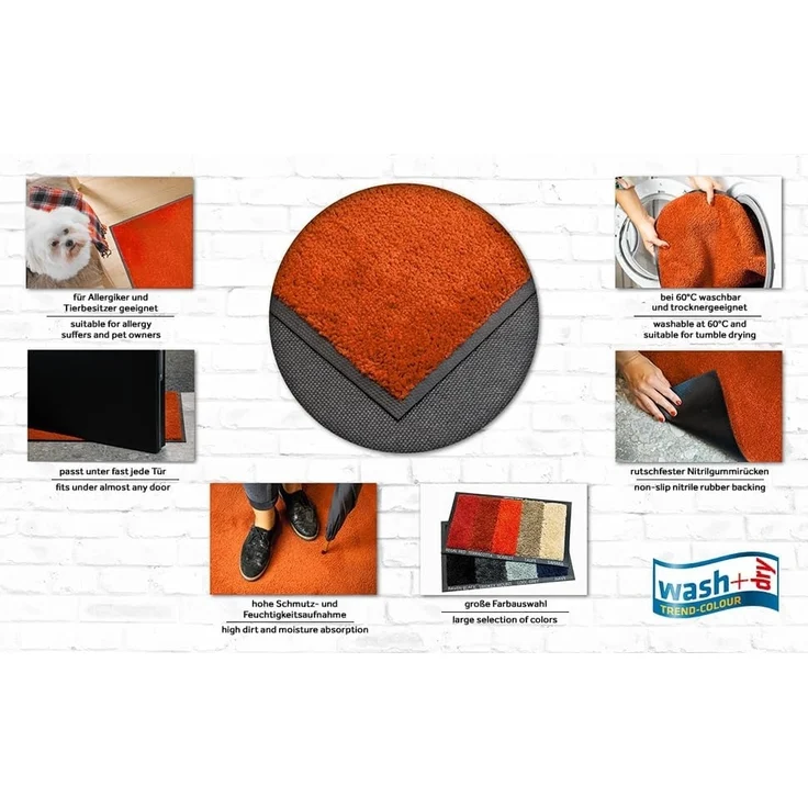 wash+dry by Kleen-Tex Fußmatte Trend Uni, Schmutzfangmatte, waschbar, rechteckig, Höhe: 9 mm, rutschhemmend, In- und Outdoor geeignet, auch als Läufer erhältlich – Bild 4