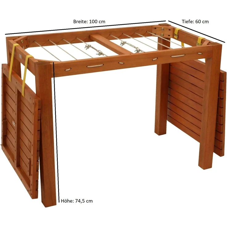 DEGAMO Gartentisch (1-St), mit Wäscheständerfunktion, 60x100 cm, Eukalyptus – Bild 8
