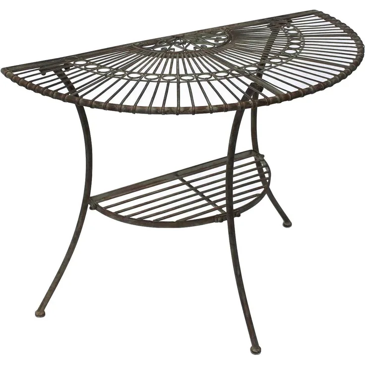 DanDiBo Tisch Halbrund Wandtisch Malega 100531 Beistelltisch aus Metall 100 cm Gartentisch Halbtisch Halbrundtisch Wandkonsole Konsole Wand