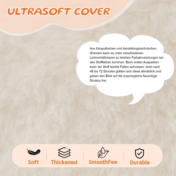 Sitzsack, weicher Plüsch-Sitzsack, bequemer Sitzsack, geeignet für Spielzimmer, Leseecke, Wohnzimmer und Kinderzimmer, für Jungen und Mädchen – klein--Beige--75x70x52cm--YOUDENOVA – Bild 8
