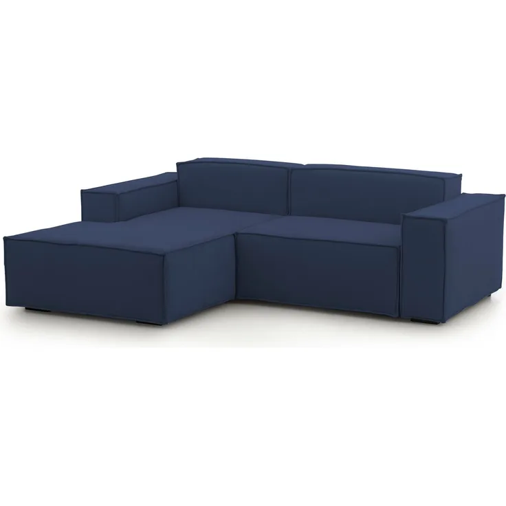 Dmora Sofa mit Halbinsel Alhoa, modulares 2-Sitzer-Sofa mit linker Halbinsel, modernes Stoffsofa, 100 % Made in Italy, 220 x 170 x 70 cm, Blau