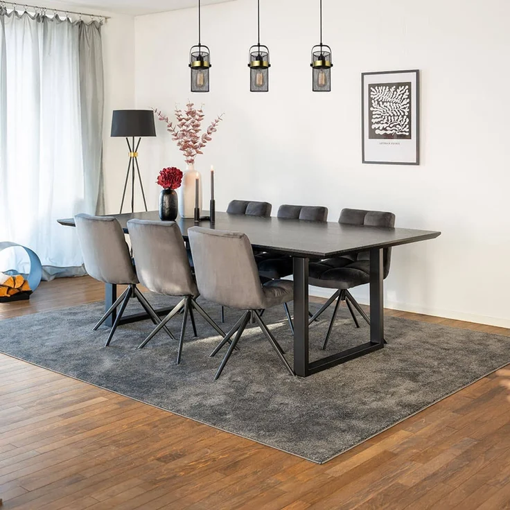 HOME DELUXE Essgruppe Eckig AVENCIA inkl. U-Fuß - 240 x 120 cm Dark Oak 6 Stühle – Bild 1