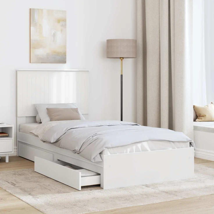 vidaXL Aufbewahrungsbett mit Kopfteil Weiß 90 x 200 cm Holzwerkstoff 3411243 – Bild 2